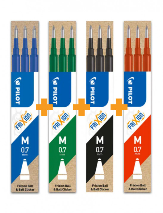 PILOT Frixion - Pack 4 Lots de 3 Recharges Essentielles