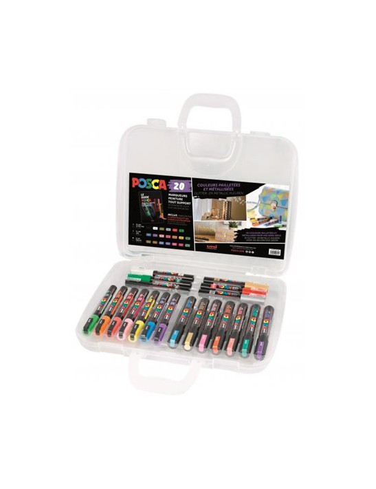 Marqueur peinture POSCA Mallette Festive - 20 marqueurs