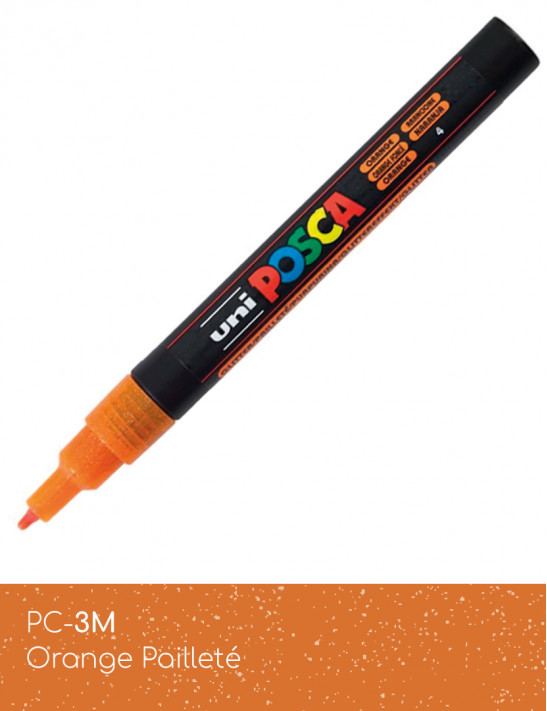 Marqueur peinture POSCA, Pack, Lot de 8 Paillettes PC-3M - Pochette