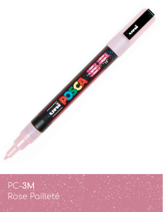 Marqueur peinture POSCA, Pack, Lot de 8 Paillettes PC-3M - Pochette