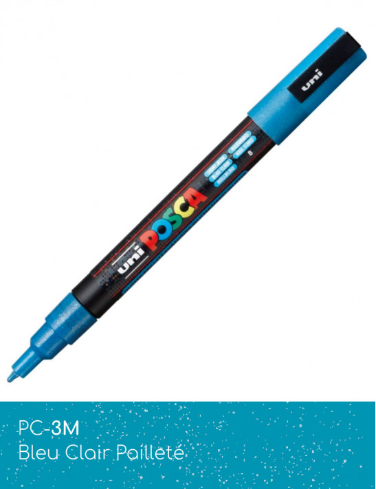 Marqueur peinture POSCA, Pack, Lot de 8 Paillettes PC-3M - Pochette