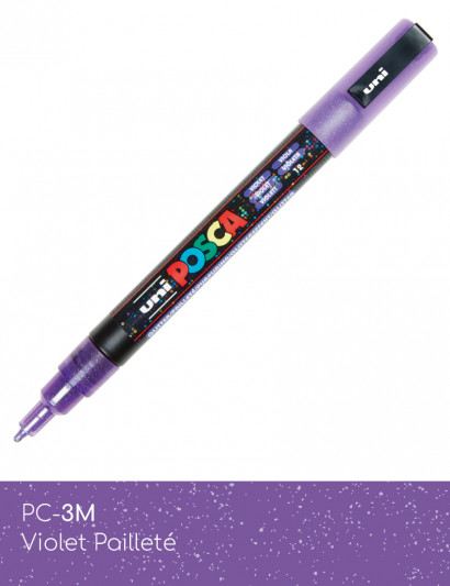 Marqueur peinture POSCA, Pack, Lot de 8 Paillettes PC-3M - Pochette