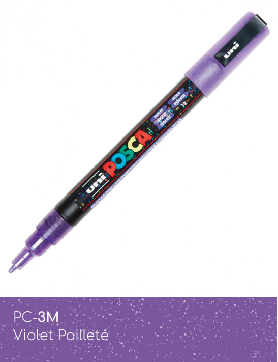 Marqueur peinture POSCA, Pack, Lot de 8 Paillettes PC-3M - Pochette