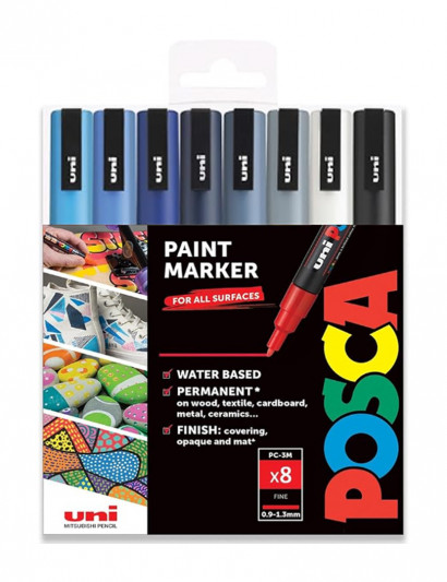 Marqueur peinture POSCA Tons Froids - boîte cadeau PC-3M