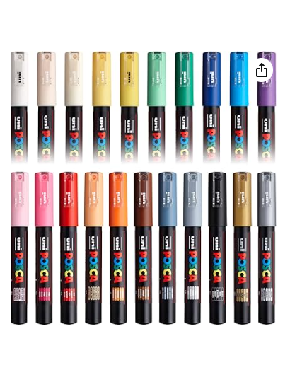 toutes les couleurs du lot de 21 POSCA PC-1MC