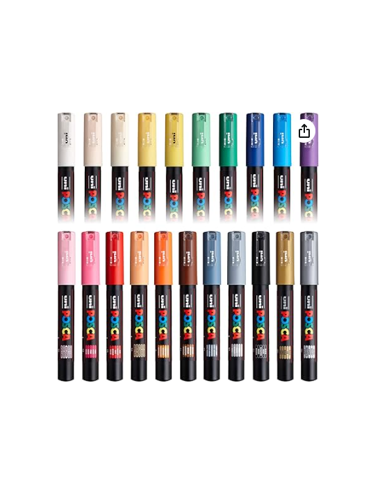 toutes les couleurs du lot de 21 POSCA PC-1MC