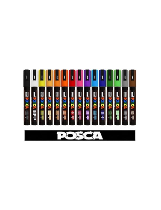 Lot de 15 marqueurs peintures posca pc-5m aligné en présentation