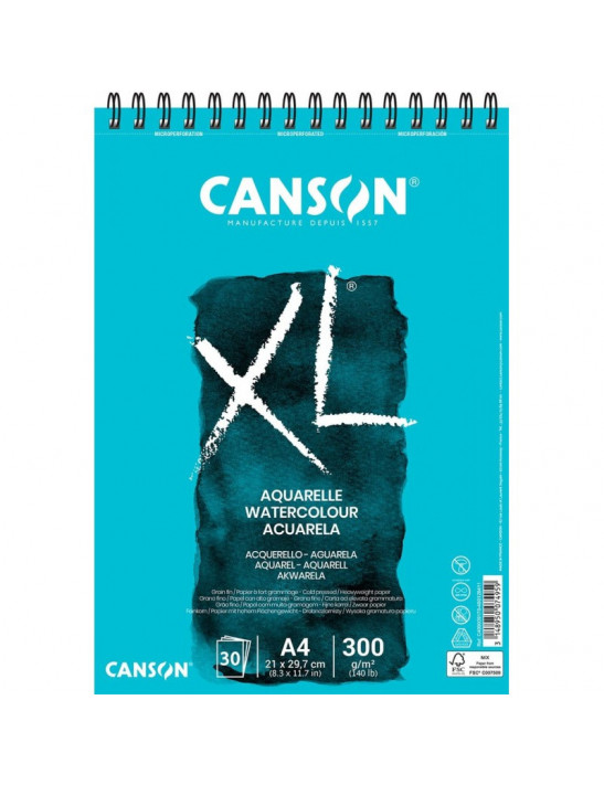 CANSON Bloc de 30 feuilles de papier dessin XL AQUARELLE