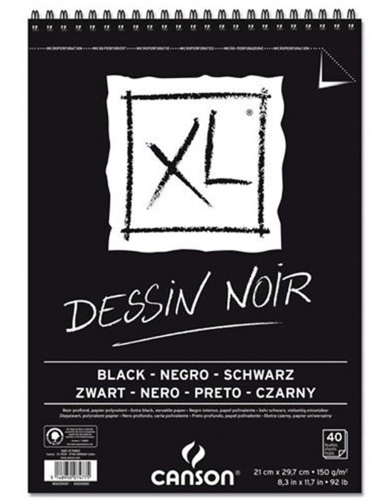photo du bloc canson format XL noir en 150g/m2