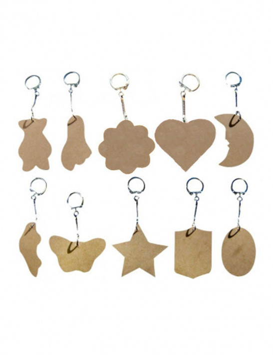 O'COLOR Assortiment 10 porte-clés en bois