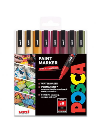 Marqueur peinture POSCA Tons d'automne - boîte cadeau PC-3M