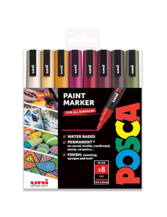Marqueur peinture POSCA Tons d'automne - boîte cadeau PC-3M