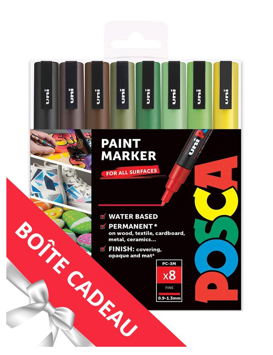 lot de 8 posca pc-3m 0.9-1.3mm dans une boite cadeau offerte lot de 8 posca pc-3m 0.9-1.3mm dans une boite cadeau offerte