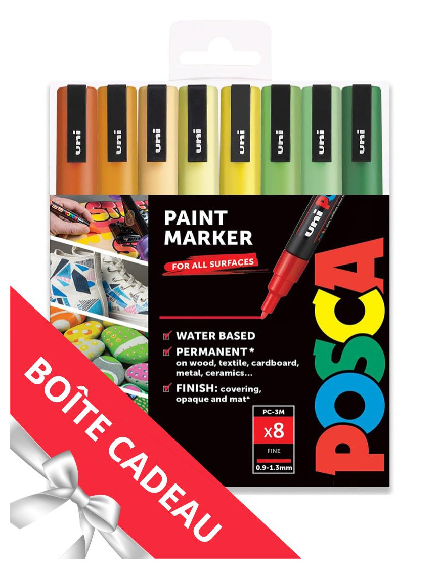 image du lot de 8 posca pc-3m couleurs agrume dans une boite cadeau offerte image du lot de 8 posca pc-3m couleurs agrume dans une boite cadeau offerte