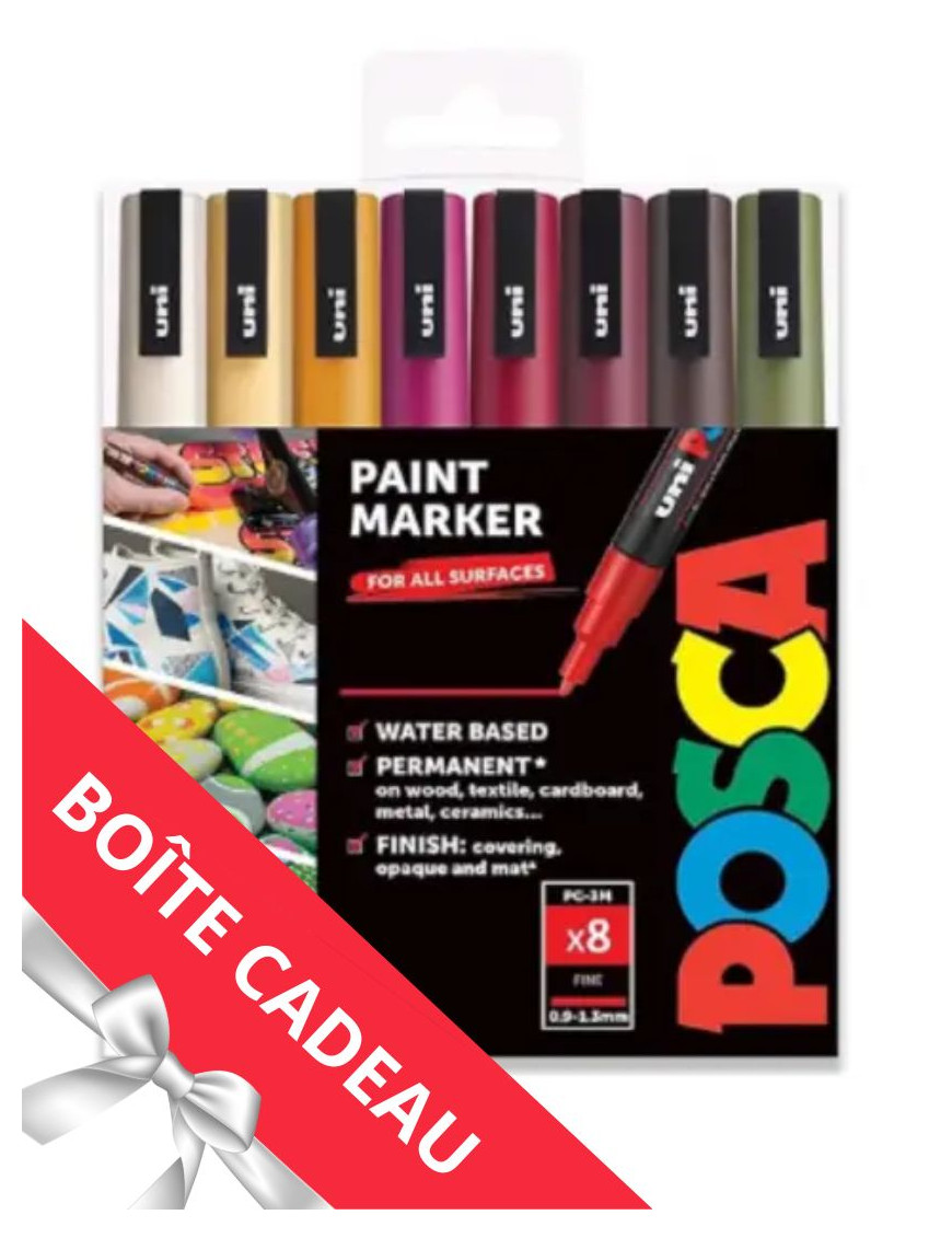 boîte cadeau offerte tons d'automne de 8 POSCA PC-3M 09 à 1.3mm boîte cadeau offerte tons d'automne de 8 POSCA PC-3M 09 à 1.3mm
