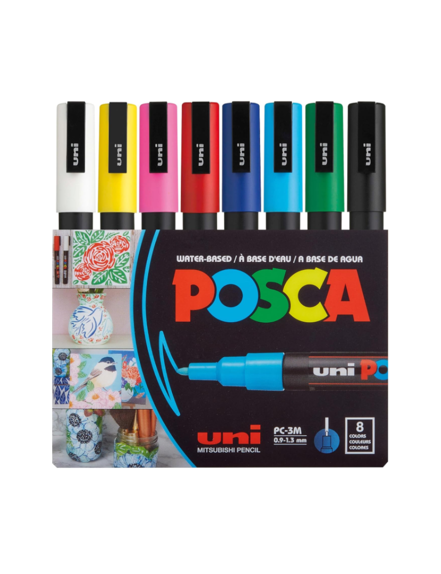 Marqueur peinture POSCA basique de 8 Pastel PC-3M dans sa pochette Marqueur peinture POSCA basique de 8 Pastel PC-3M dans sa pochette