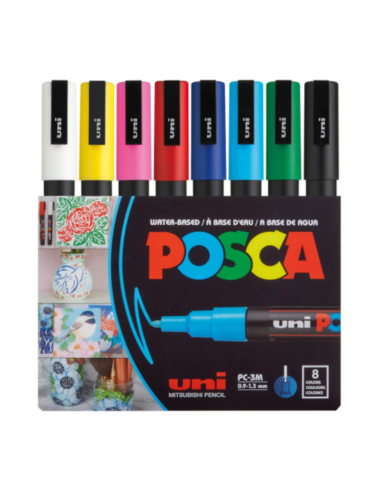Marqueur peinture POSCA basique de 8 Pastel PC-3M dans sa pochette