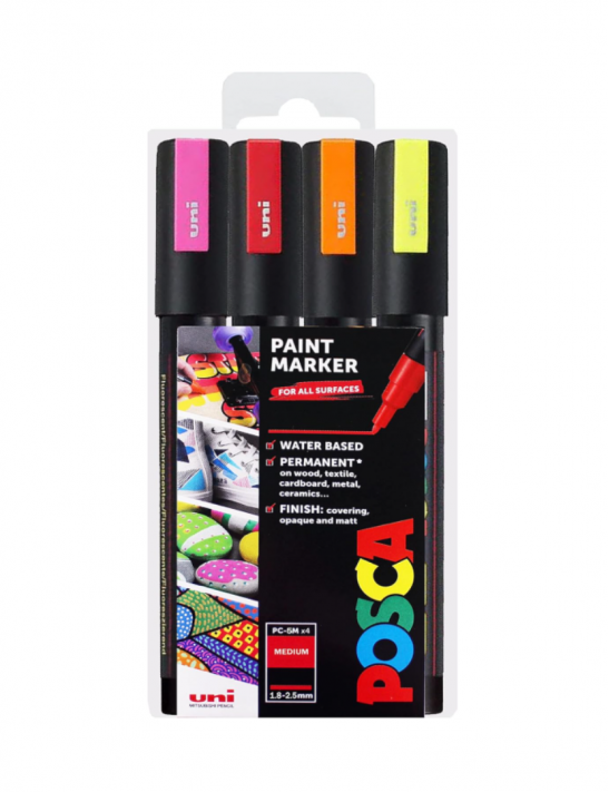 lot de 4 pc-5m - couleurs fluos