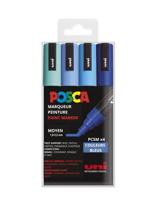 lot de 4 pc-5m - couleurs bleus