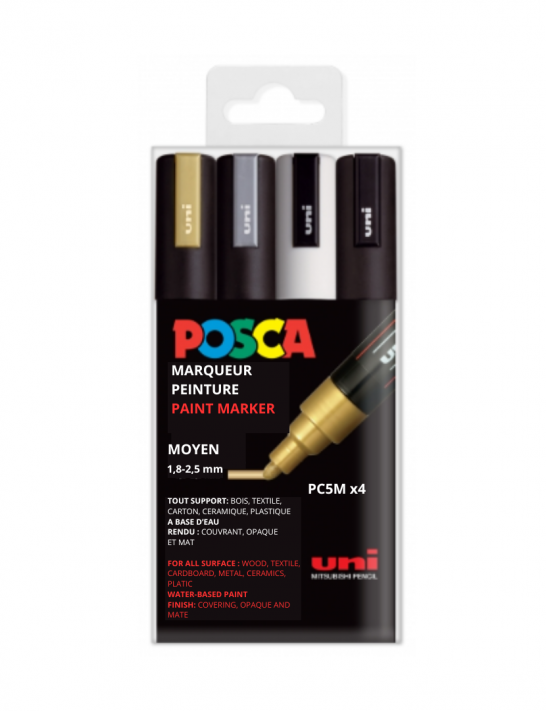 pochette de 4 marqueurs peinture posca pc-5m