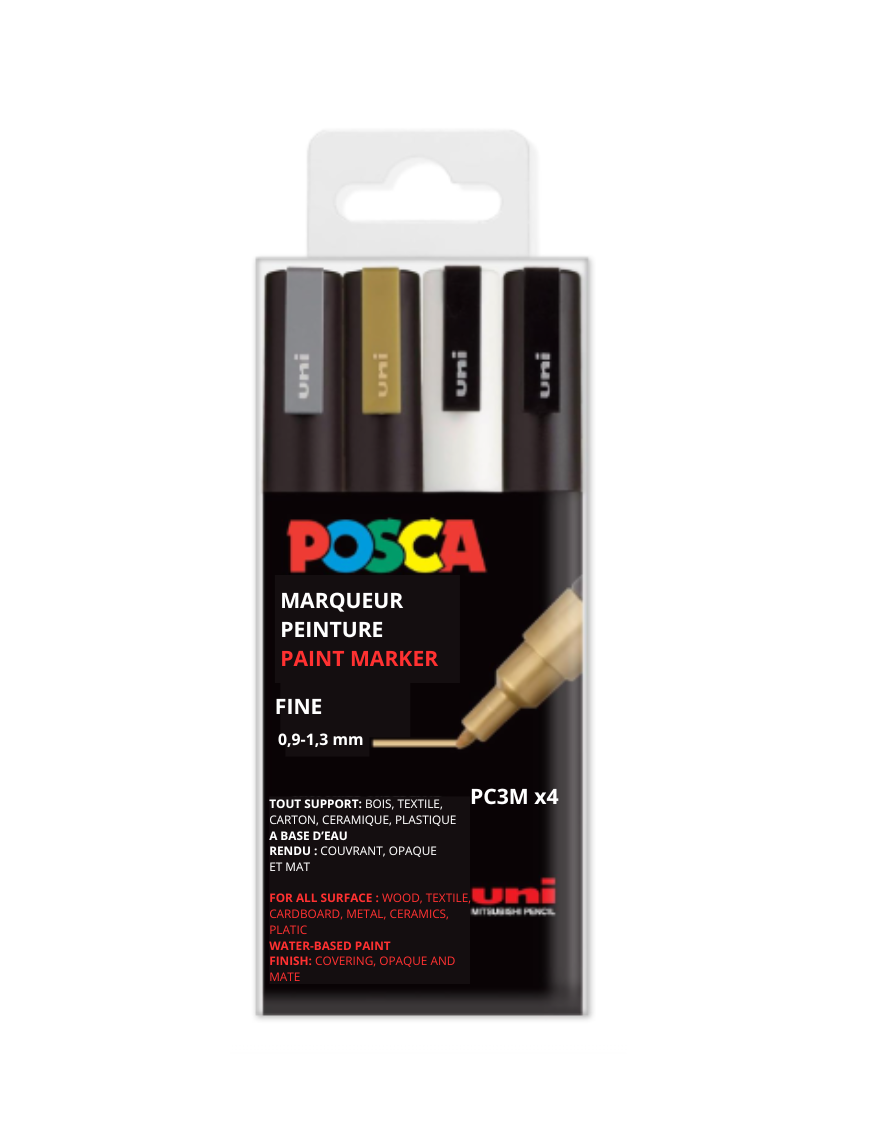 pochette de 4 marqueurs peinture posca pc-3m pochette de 4 marqueurs peinture posca pc-3m