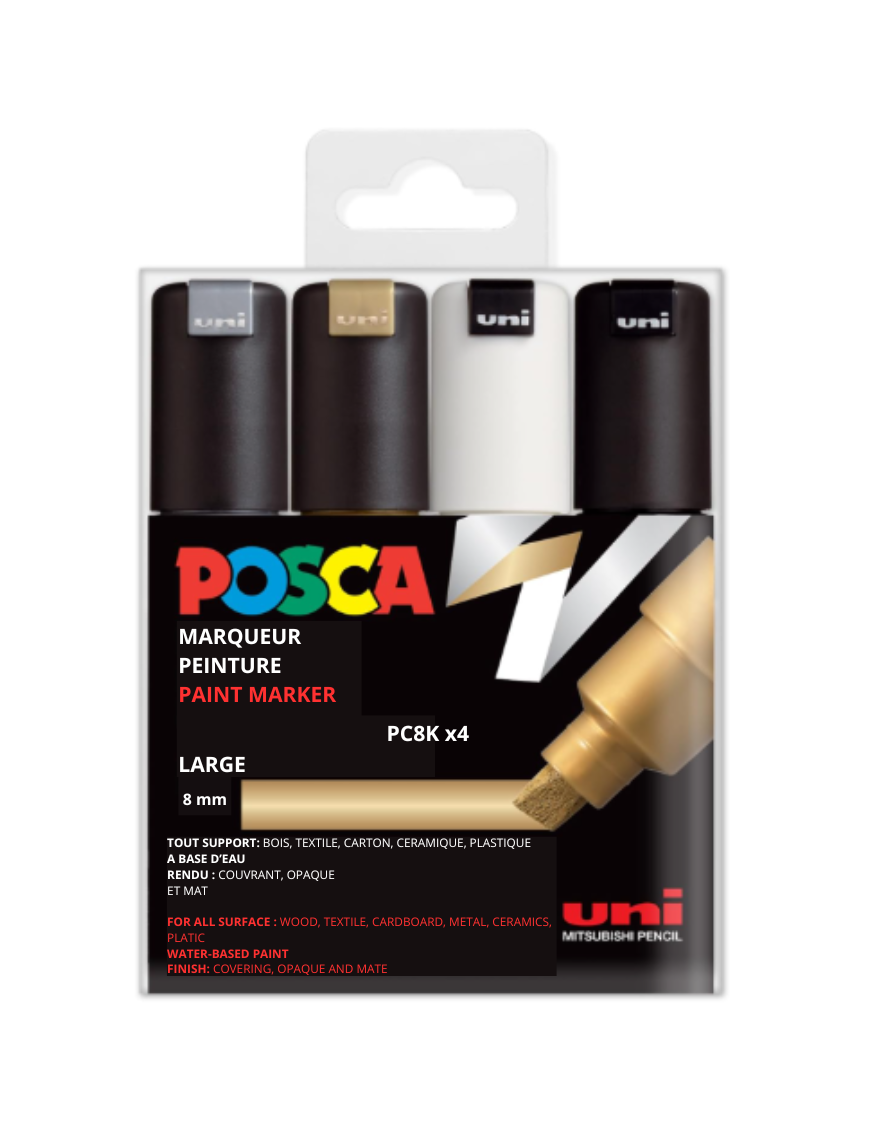 pochette de 4 marqueurs peinture posca pc-8k pochette de 4 marqueurs peinture posca pc-8k