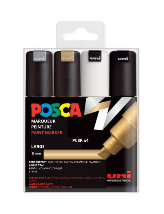 pochette de 4 marqueurs peinture posca pc-8k