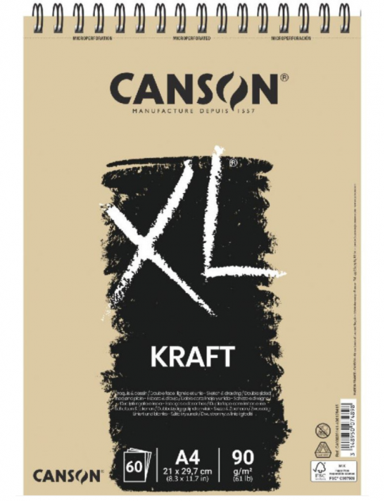 CANSON Bloc de 60 feuilles de papier dessin XL KRAFT