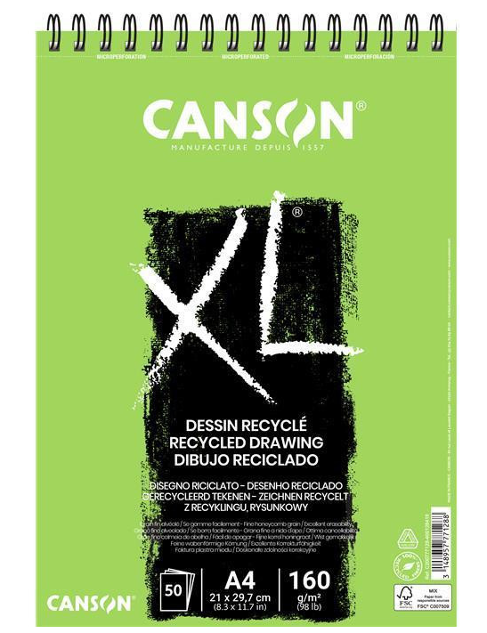 CANSON Bloc de 50 feuilles de papier dessin XL RECYCLEE