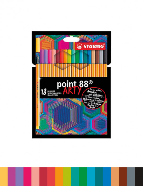 18 stylo-feutres Stabilo Point 88 Arty